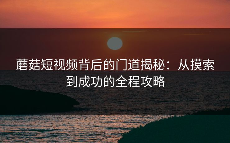 蘑菇短视频背后的门道揭秘：从摸索到成功的全程攻略  第1张