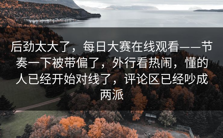 后劲太大了，每日大赛在线观看——节奏一下被带偏了，外行看热闹，懂的人已经开始对线了，评论区已经吵成两派  第1张