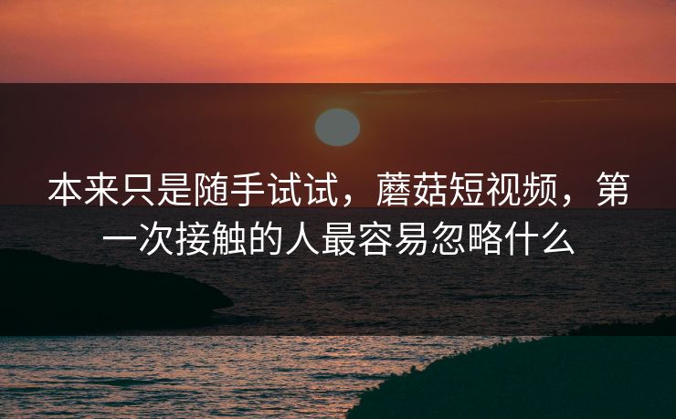 本来只是随手试试，蘑菇短视频，第一次接触的人最容易忽略什么  第1张
