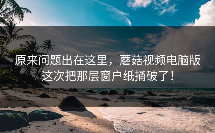 原来问题出在这里，蘑菇视频电脑版这次把那层窗户纸捅破了！  第1张