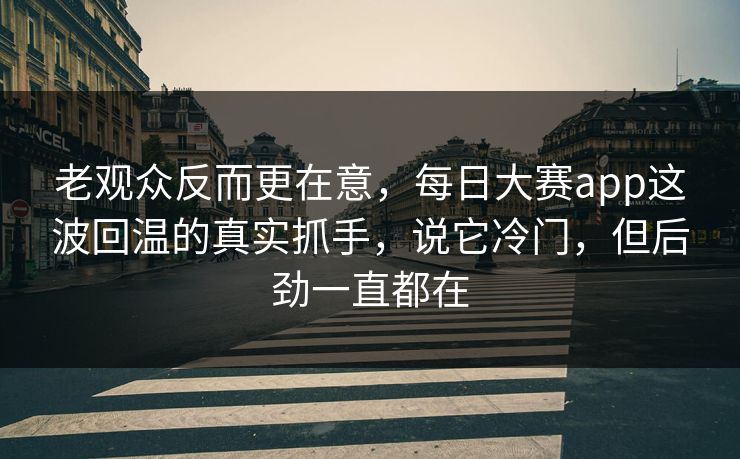 老观众反而更在意，每日大赛app这波回温的真实抓手，说它冷门，但后劲一直都在
