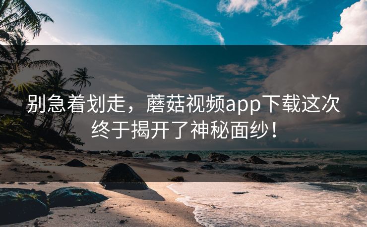 别急着划走，蘑菇视频app下载这次终于揭开了神秘面纱！  第1张