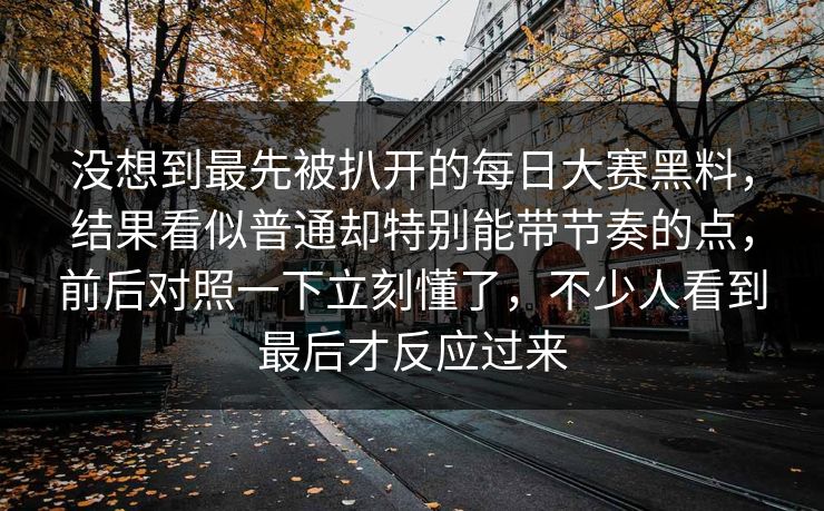 没想到最先被扒开的每日大赛黑料，结果看似普通却特别能带节奏的点，前后对照一下立刻懂了，不少人看到最后才反应过来  第1张