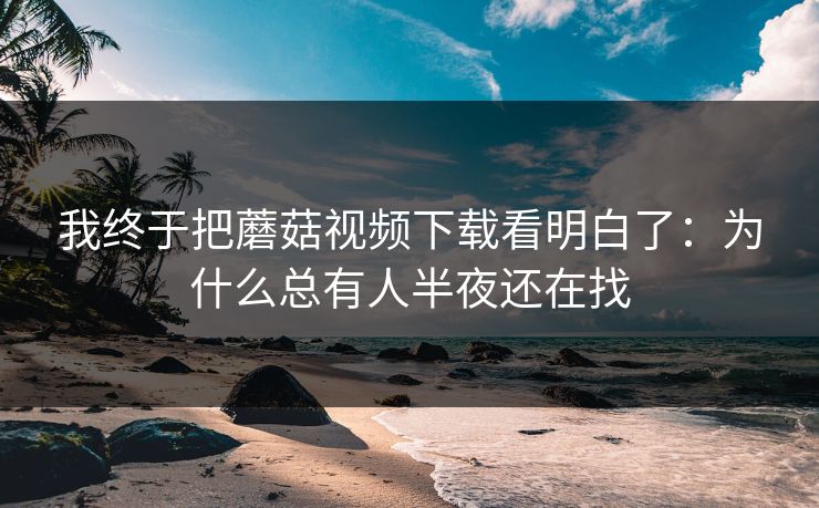 我终于把蘑菇视频下载看明白了：为什么总有人半夜还在找